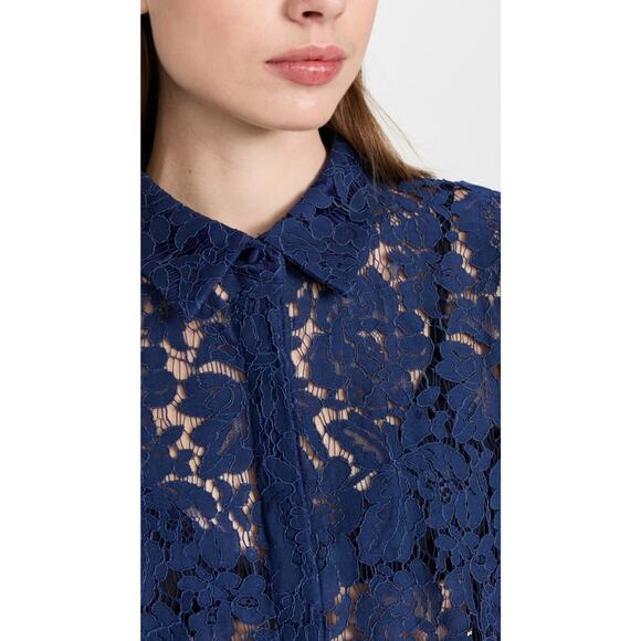 Generation Love Navy Jada Lace Blouse Button Down Top Size Small - Picture 4 of 14